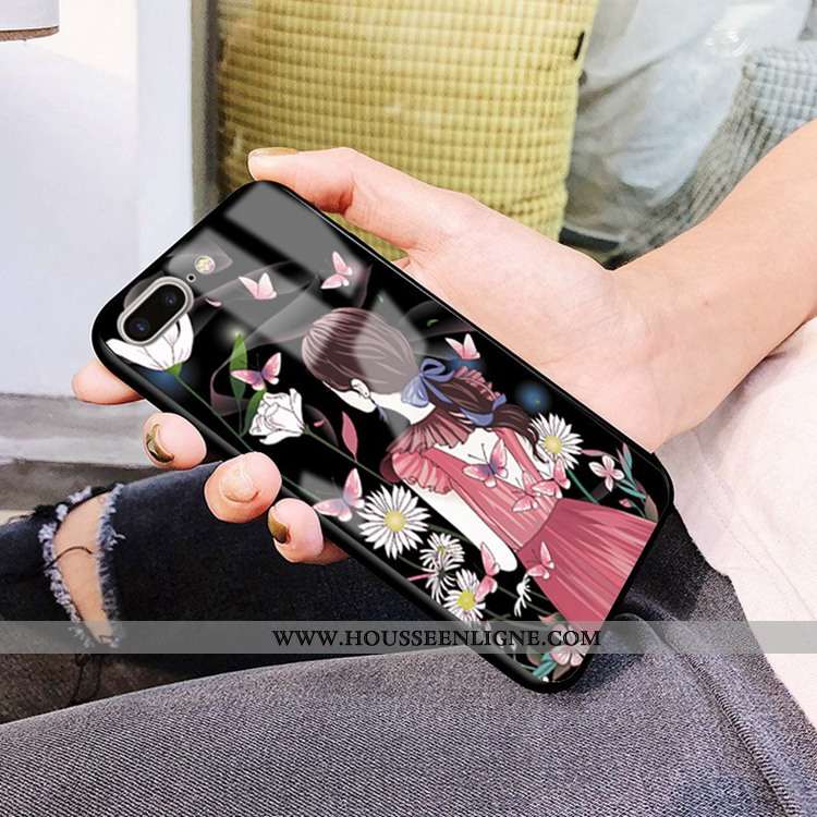Housse iPhone 7 Plus Verre Difficile Coque Téléphone Portable Tempérer Miroir Noir