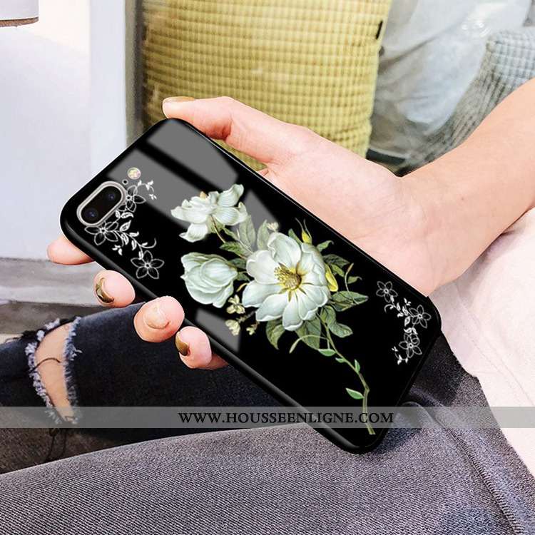 Housse iPhone 7 Plus Verre Difficile Coque Téléphone Portable Tempérer Miroir Noir