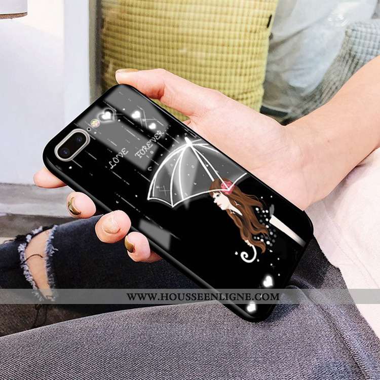 Housse iPhone 7 Plus Verre Difficile Coque Téléphone Portable Tempérer Miroir Noir