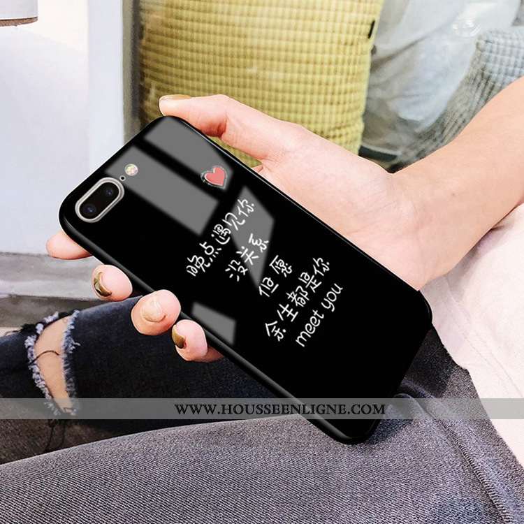 Housse iPhone 7 Plus Verre Difficile Coque Téléphone Portable Tempérer Miroir Noir