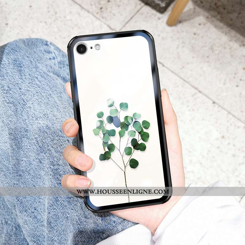 Housse iPhone 7 Protection Verre Transparent Fluide Doux Tendance Silicone Coque Blanche