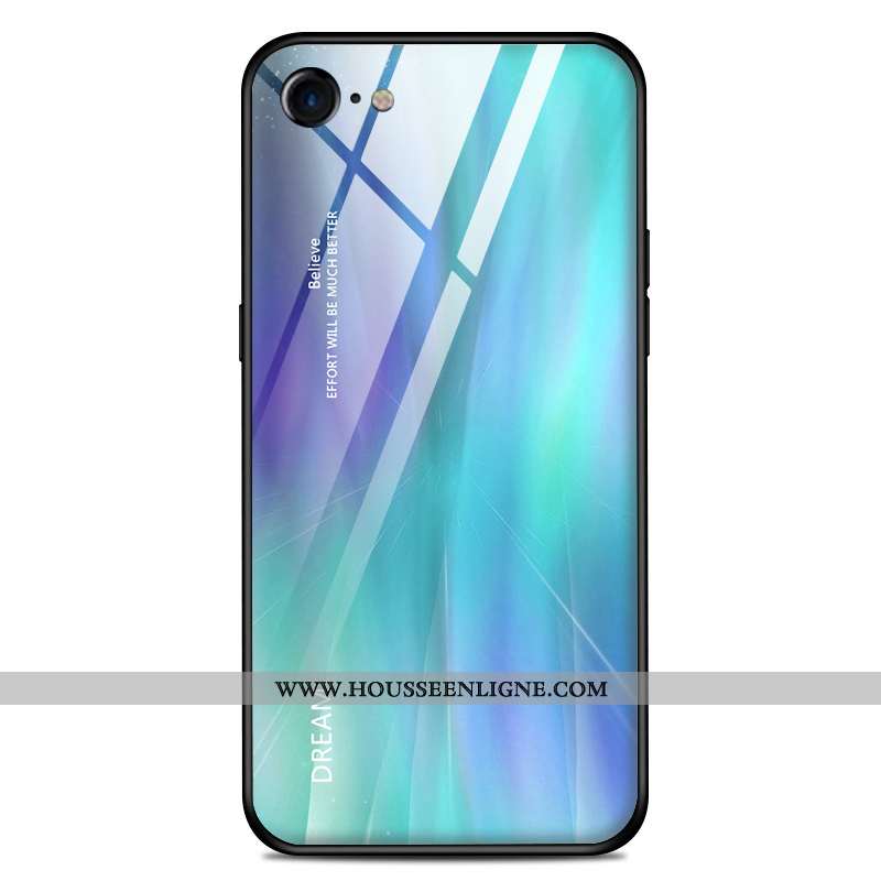 Housse iPhone 7 Verre Ultra Difficile Bleu Tendance Tout Compris Net Rouge