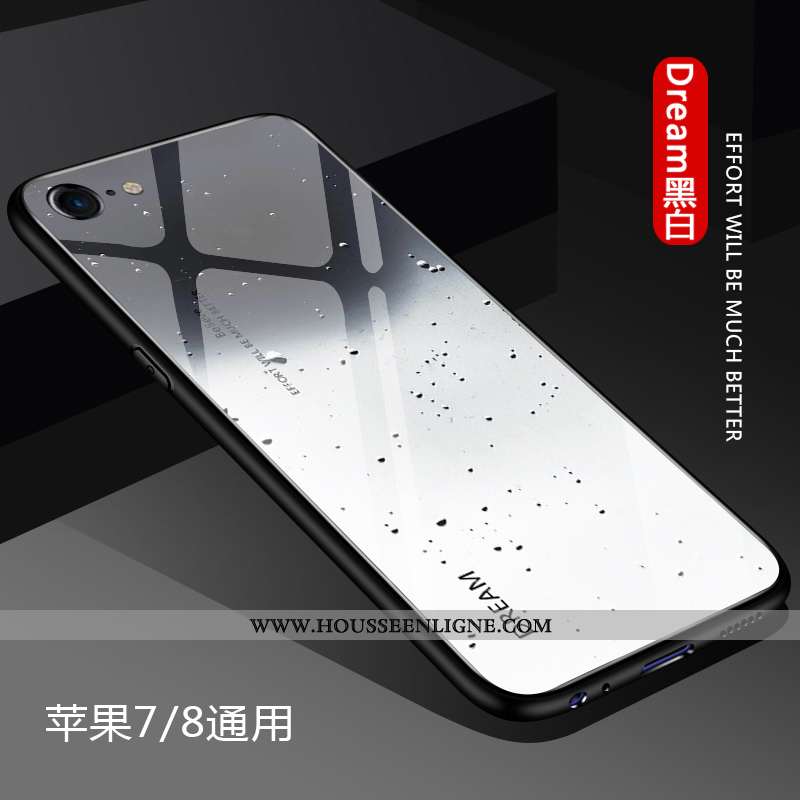 Housse iPhone 7 Verre Ultra Difficile Bleu Tendance Tout Compris Net Rouge