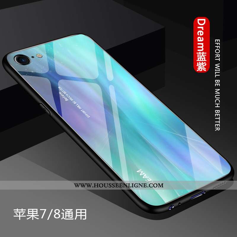 Housse iPhone 7 Verre Ultra Difficile Bleu Tendance Tout Compris Net Rouge