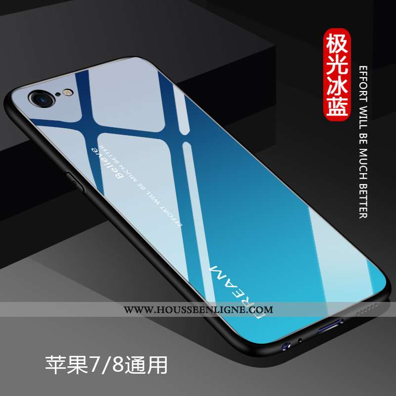Housse iPhone 7 Verre Ultra Difficile Bleu Tendance Tout Compris Net Rouge