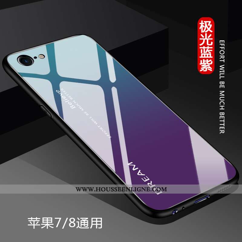 Housse iPhone 7 Verre Ultra Difficile Bleu Tendance Tout Compris Net Rouge
