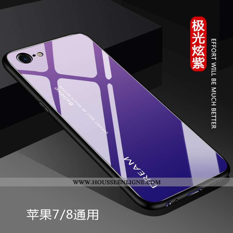 Housse iPhone 7 Verre Ultra Difficile Bleu Tendance Tout Compris Net Rouge