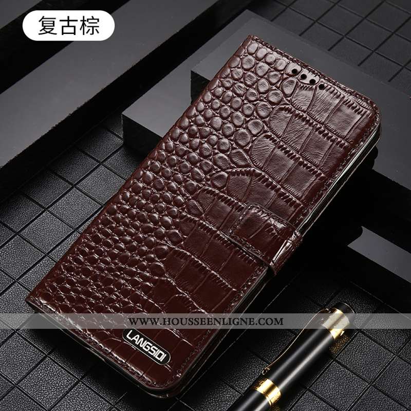 Housse iPhone 8 Cuir Véritable Cuir Clamshell Luxe Incassable Protection Téléphone Portable Marron