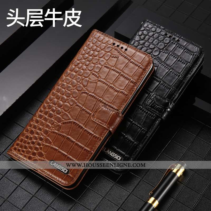 Housse iPhone 8 Cuir Véritable Cuir Clamshell Luxe Incassable Protection Téléphone Portable Marron
