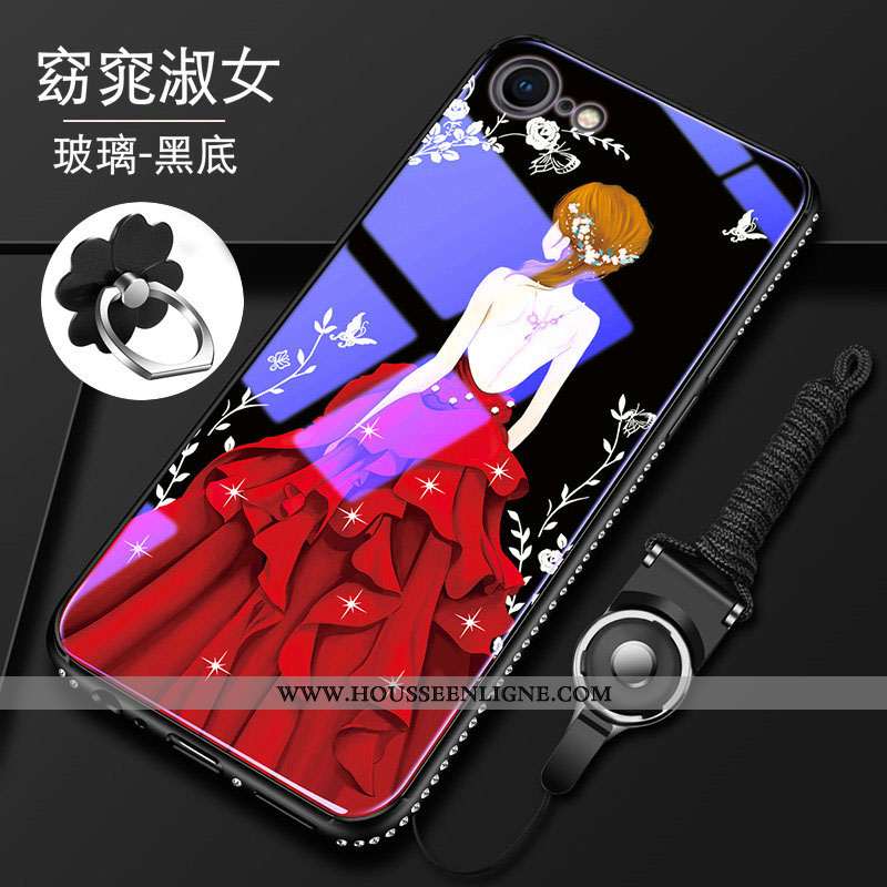 Housse iPhone 8 Fluide Doux Silicone Tendance Téléphone Portable Verre Net Rouge Tout Compris Bleu