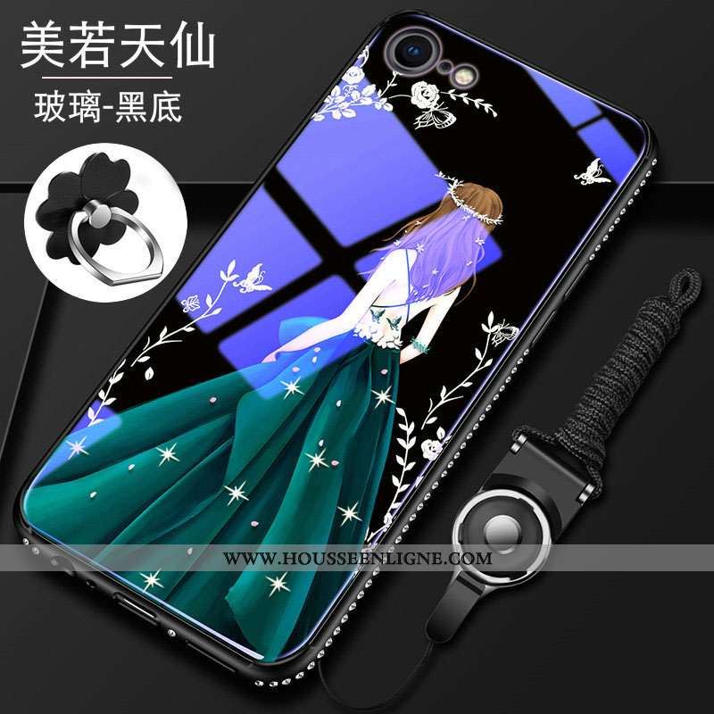 Housse iPhone 8 Fluide Doux Silicone Tendance Téléphone Portable Verre Net Rouge Tout Compris Bleu