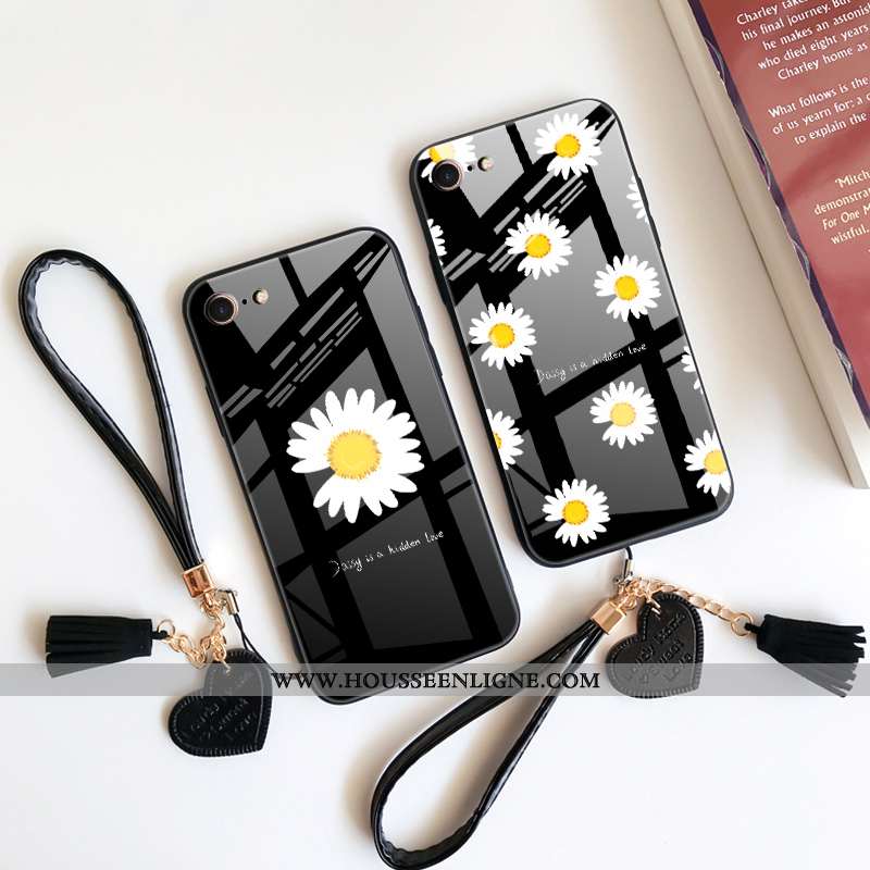 Housse iPhone 8 Mode Protection Petite Marguerite Étui Tendance Net Rouge Noir