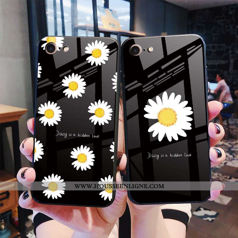Housse iPhone 8 Mode Protection Petite Marguerite Étui Tendance Net Rouge Noir