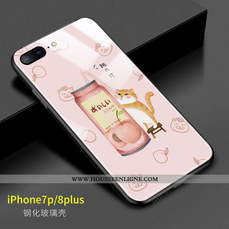 Housse iPhone 8 Plus Charmant Verre Chat Vert Dessin Animé Miroir Coque Verte