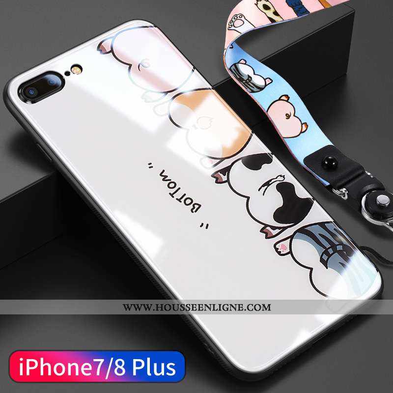 Housse iPhone 8 Plus Dessin Animé Charmant Tendance Ultra Ornements Suspendus Verre Net Rouge Jaune