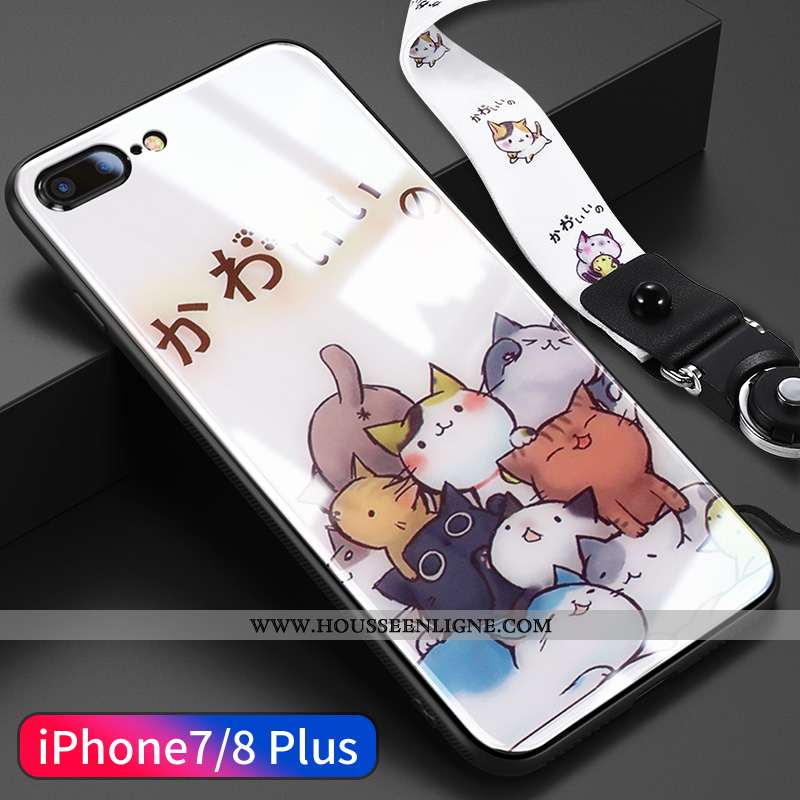 Housse iPhone 8 Plus Dessin Animé Charmant Tendance Ultra Ornements Suspendus Verre Net Rouge Jaune