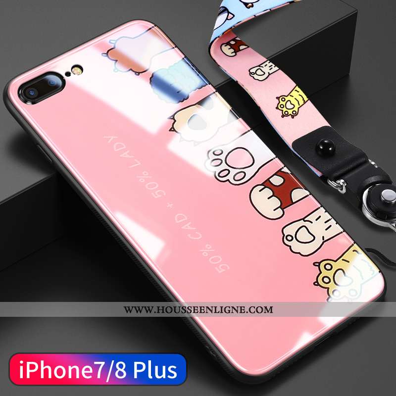 Housse iPhone 8 Plus Dessin Animé Charmant Tendance Ultra Ornements Suspendus Verre Net Rouge Jaune