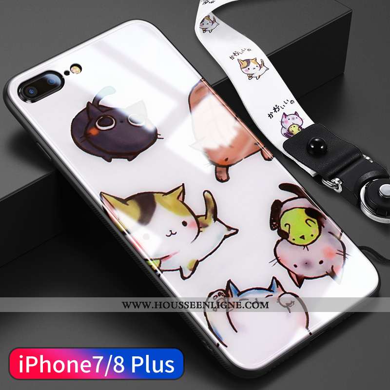 Housse iPhone 8 Plus Dessin Animé Charmant Tendance Ultra Ornements Suspendus Verre Net Rouge Jaune