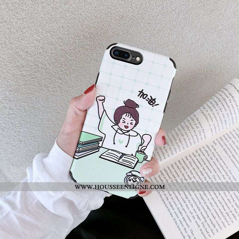Housse iPhone 8 Plus Délavé En Daim Modèle Fleurie Silicone Coque Blanc Fluide Doux Incassable Blanc
