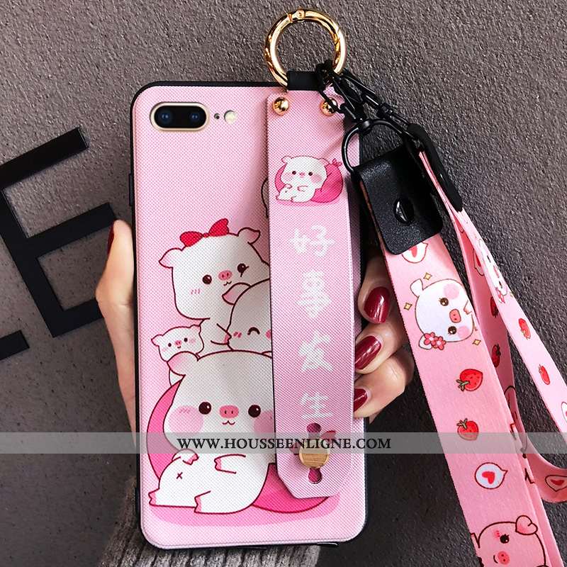 Housse iPhone 8 Plus Délavé En Daim Ornements Suspendus Charmant Silicone Net Rouge Tout Compris Pro