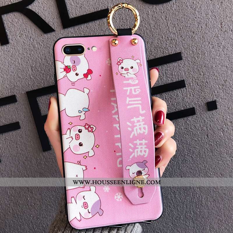 Housse iPhone 8 Plus Délavé En Daim Ornements Suspendus Charmant Silicone Net Rouge Tout Compris Pro