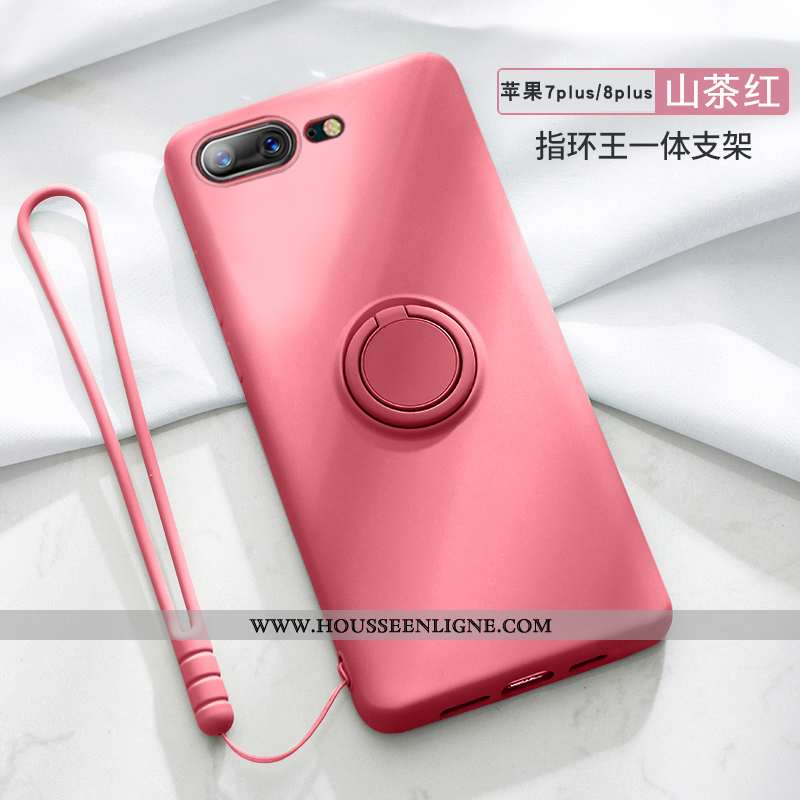 Housse iPhone 8 Plus Légère Fluide Doux Rose Anneau Net Rouge Vent Tout Compris