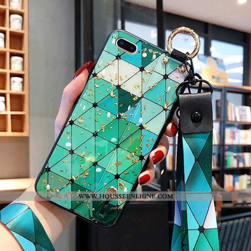 Housse iPhone 8 Plus Ornements Suspendus Créatif Net Rouge Simple Nouveau Incassable Coque Verte