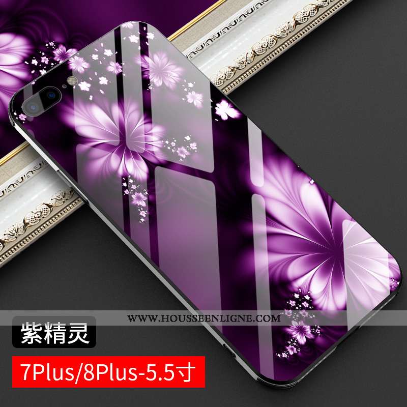 Housse iPhone 8 Plus Personnalité Créatif Verre Mode Nouveau Étui Ultra Violet