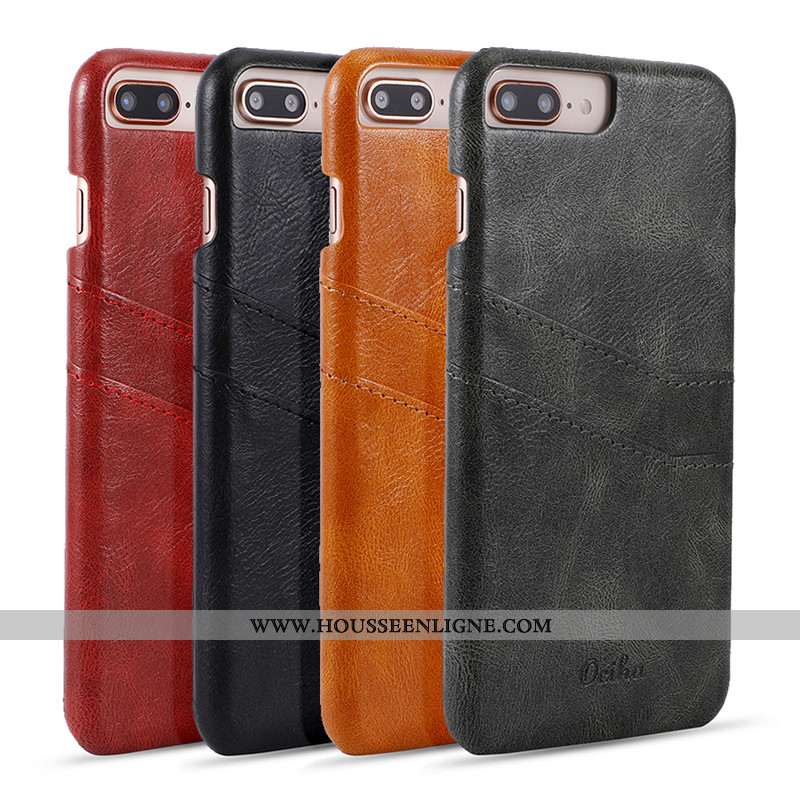 Housse iPhone 8 Plus Personnalité Créatif Vintage Élégant Luxe Cuir Coque Noir