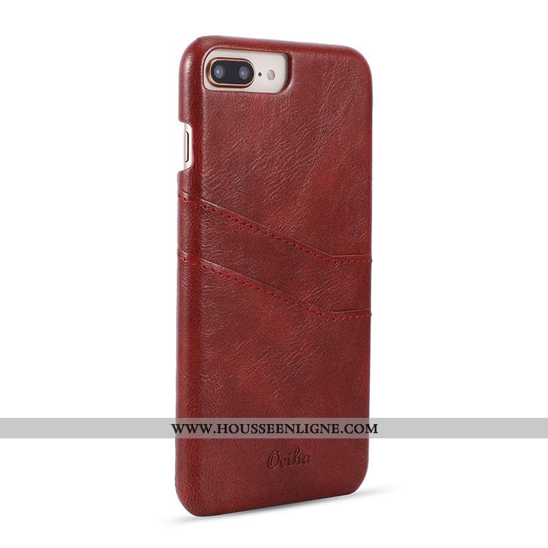 Housse iPhone 8 Plus Personnalité Créatif Vintage Élégant Luxe Cuir Coque Noir
