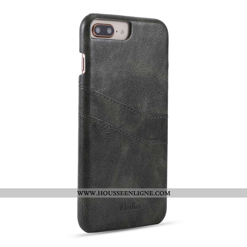 Housse iPhone 8 Plus Personnalité Créatif Vintage Élégant Luxe Cuir Coque Noir