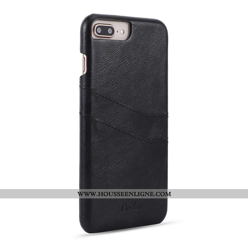 Housse iPhone 8 Plus Personnalité Créatif Vintage Élégant Luxe Cuir Coque Noir
