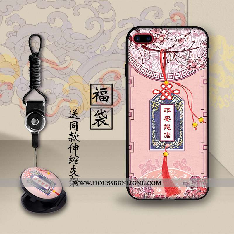 Housse iPhone 8 Plus Protection Créatif Dimensionnel Support Téléphone Portable Étui Noir