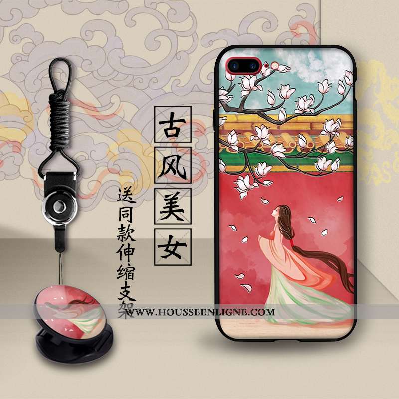 Housse iPhone 8 Plus Protection Créatif Dimensionnel Support Téléphone Portable Étui Noir