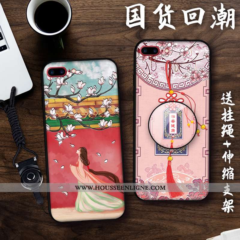 Housse iPhone 8 Plus Protection Créatif Dimensionnel Support Téléphone Portable Étui Noir