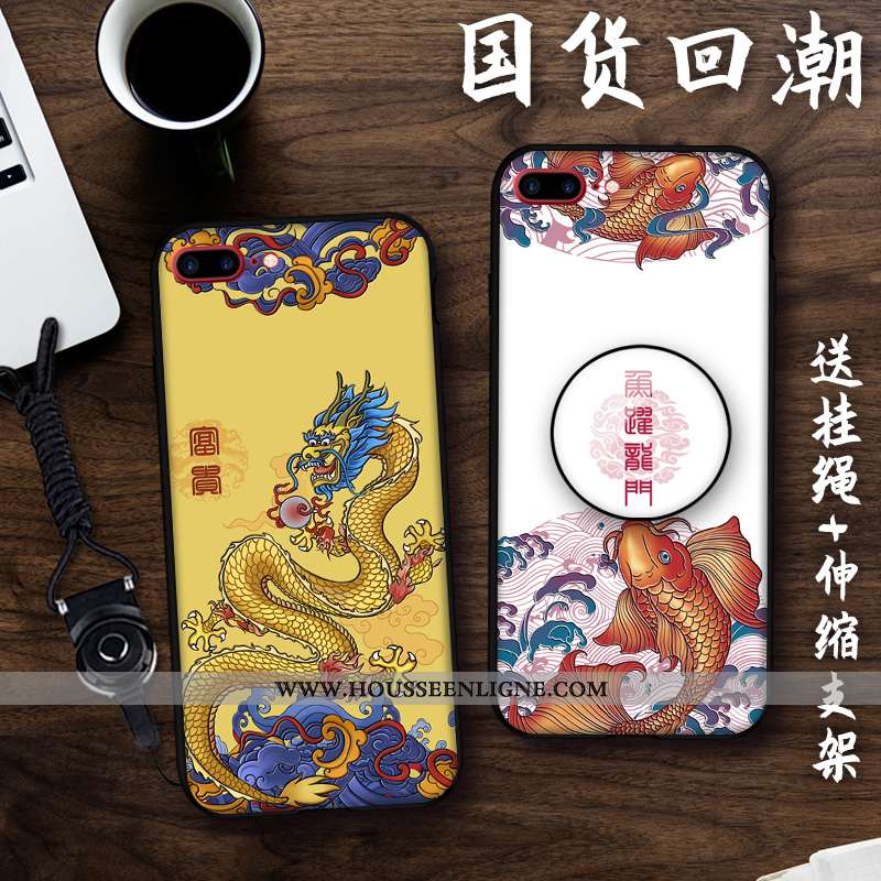 Housse iPhone 8 Plus Protection Créatif Dimensionnel Support Téléphone Portable Étui Noir