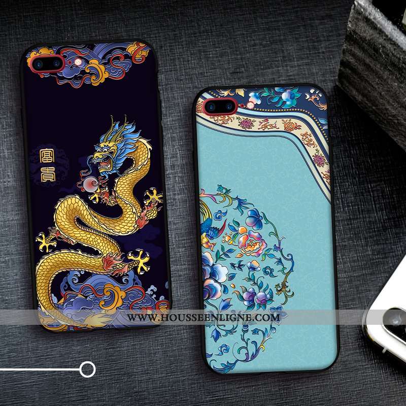 Housse iPhone 8 Plus Protection Créatif Dimensionnel Support Téléphone Portable Étui Noir