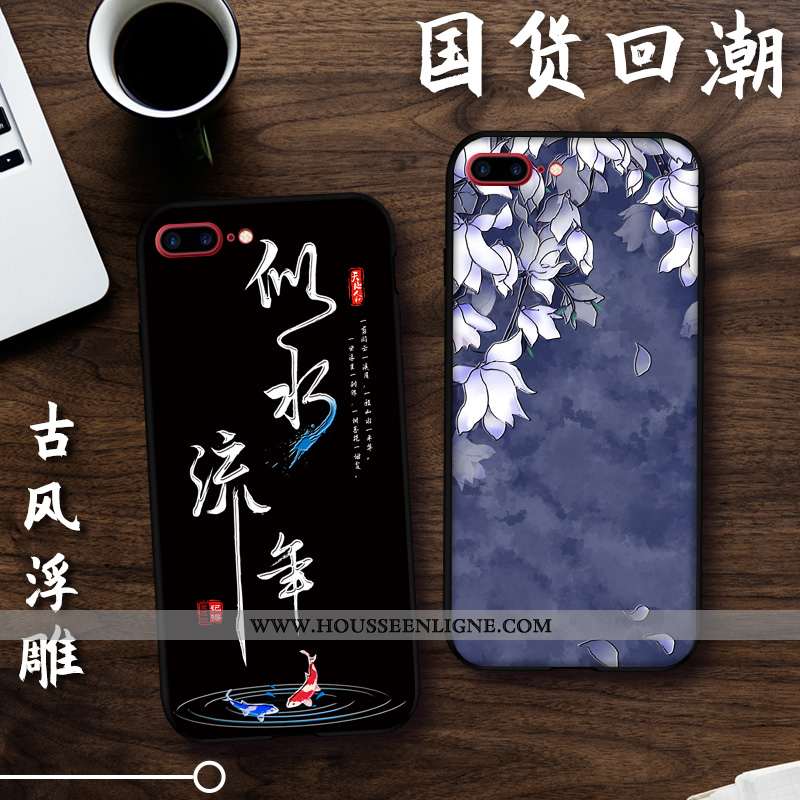 Housse iPhone 8 Plus Protection Créatif Dimensionnel Support Téléphone Portable Étui Noir