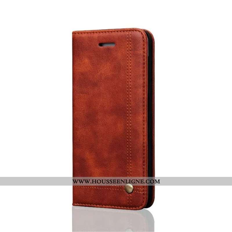 Housse iPhone 8 Plus Protection Cuir Téléphone Portable Rouge Fluide Doux Business Incassable