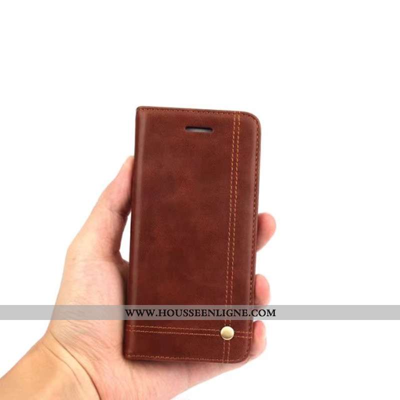Housse iPhone 8 Plus Protection Cuir Téléphone Portable Rouge Fluide Doux Business Incassable