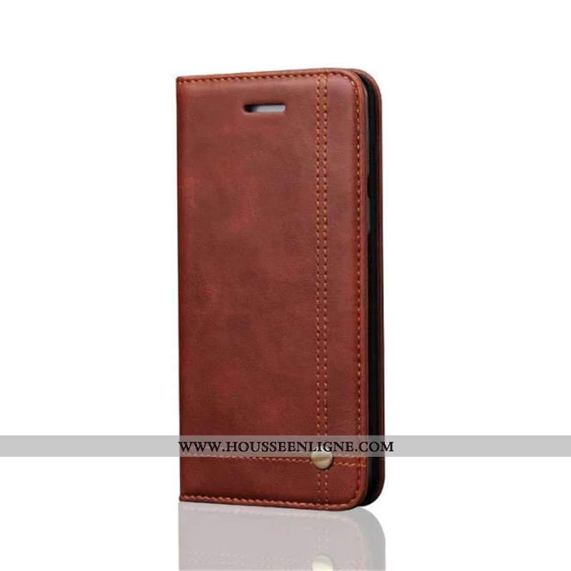 Housse iPhone 8 Plus Protection Cuir Téléphone Portable Rouge Fluide Doux Business Incassable