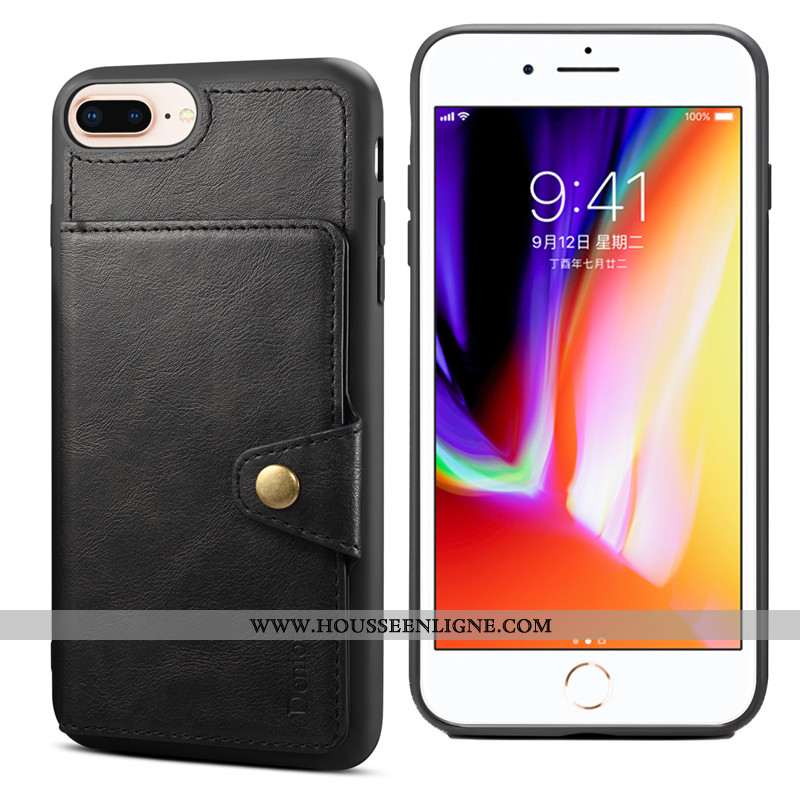 Housse iPhone 8 Plus Protection Fluide Doux Incassable Téléphone Portable Carte Rouge Support