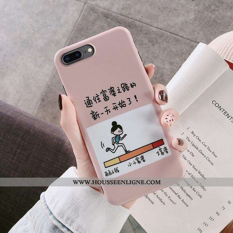 Housse iPhone 8 Plus Silicone Personnalité Drôle Étui Téléphone Portable Rose Net Rouge