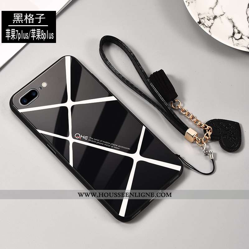 Housse iPhone 8 Plus Silicone Protection Net Rouge Noir Téléphone Portable Incassable Amoureux