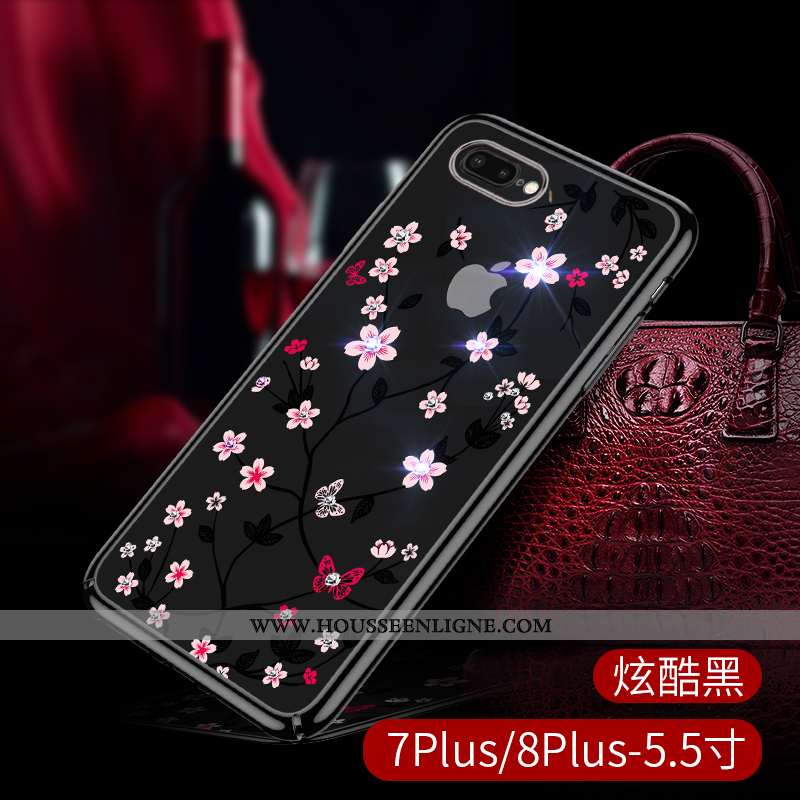 Housse iPhone 8 Plus Transparent Strass Luxe Légère Tout Compris Luxe Incassable Rouge