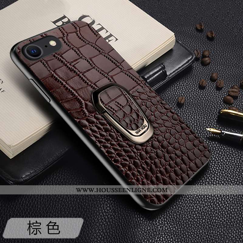 Housse iPhone Se (nouveau) Légère Cuir Luxe Incassable Tout Compris À Bord Haute Marron