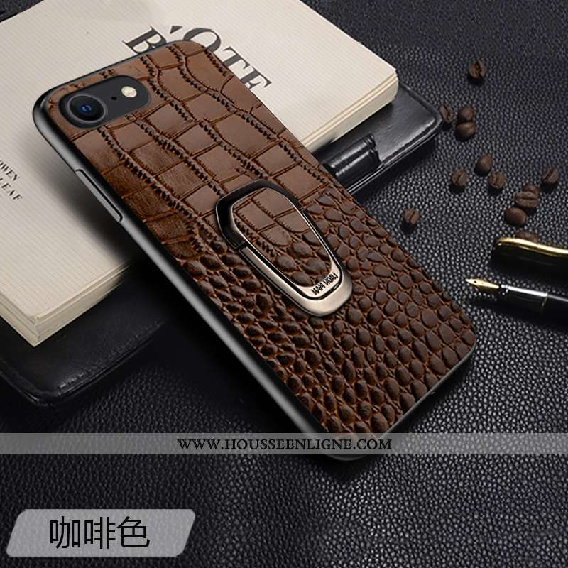 Housse iPhone Se (nouveau) Légère Cuir Luxe Incassable Tout Compris À Bord Haute Marron