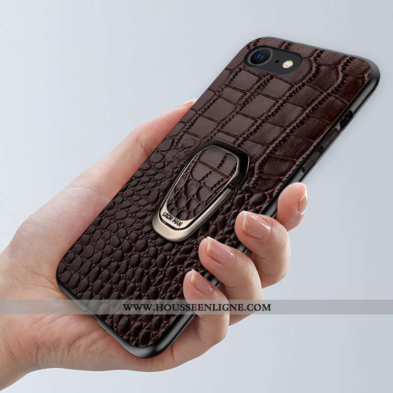 Housse iPhone Se (nouveau) Légère Cuir Luxe Incassable Tout Compris À Bord Haute Marron