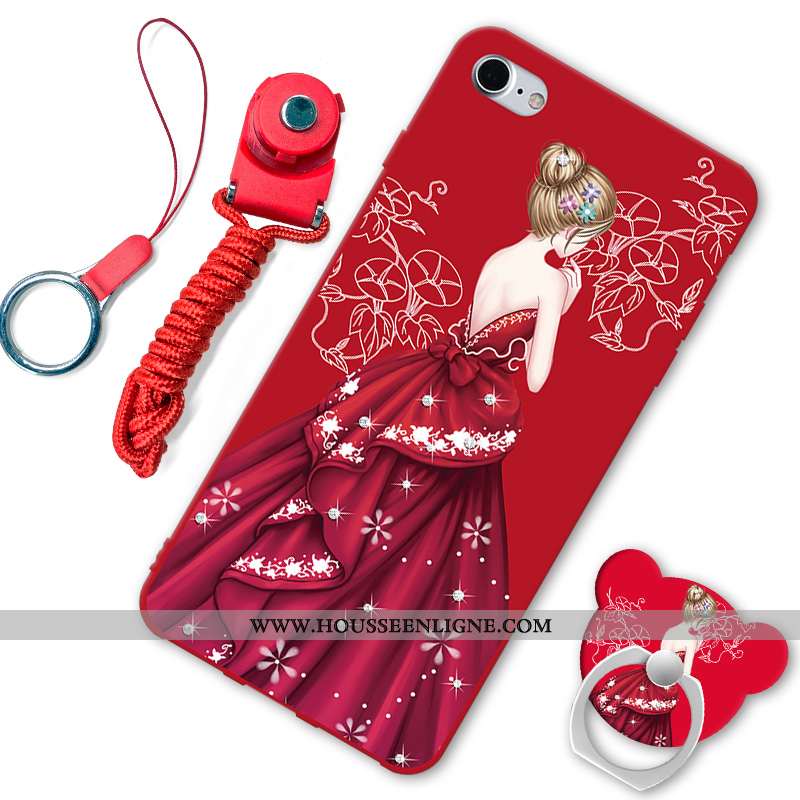 Housse iPhone Se (nouveau) Protection Délavé En Daim Créatif Rouge Coque Étui Incassable