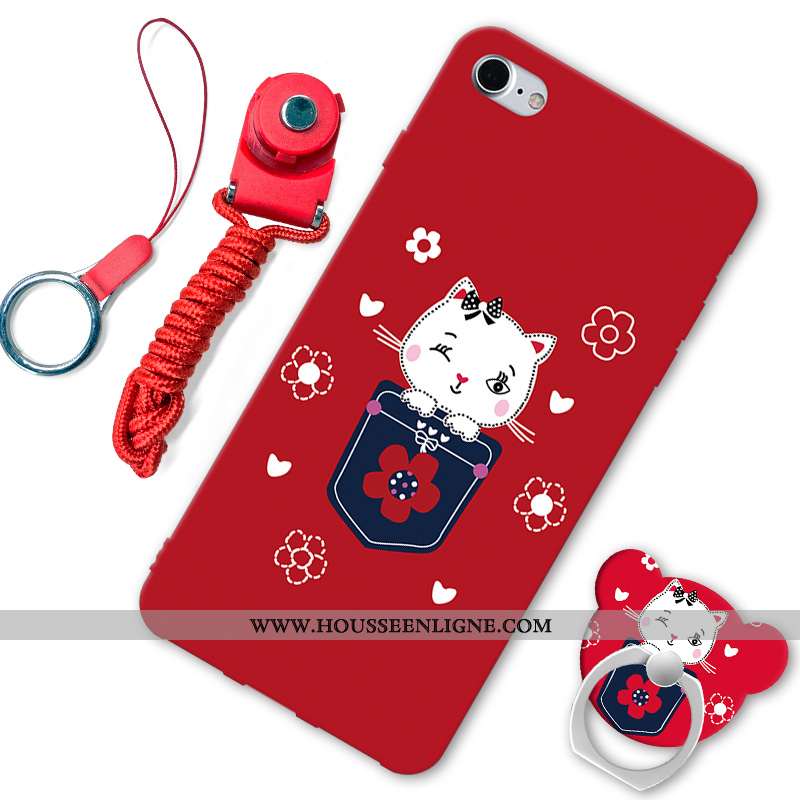 Housse iPhone Se (nouveau) Protection Délavé En Daim Créatif Rouge Coque Étui Incassable